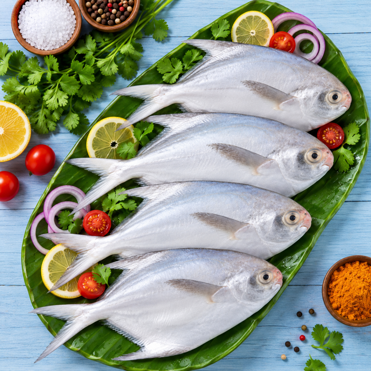 Small White Pomfret Fish (Vellai Vaval) (4-5 Pcs Per KG)